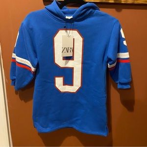 NWT ZARA BLUE KIDS SWEATSHIRT DRESS 3/4 LENGTH SLEEVES SIZE 6